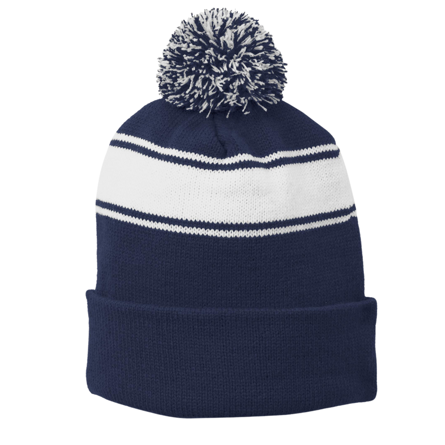 Stripe Pom Pom Beanie